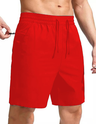 Bellwit Solid Men Red Casual Shorts