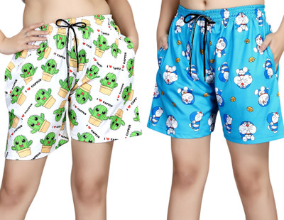 ANFAFAB Printed Women Multicolor Night Shorts