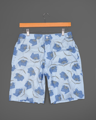 french crown Printed Men Blue Regular Shorts