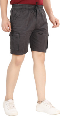 lantil Solid Men Grey Cargo Shorts