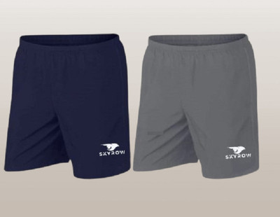 skyrow Printed Men Dark Blue, Grey Regular Shorts