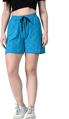 KAYU Printed Women Blue Regular Shorts