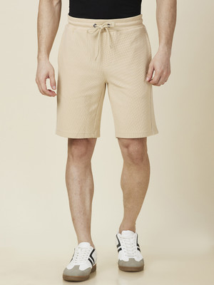 BEING HUMAN Printed Men Beige Basic Shorts