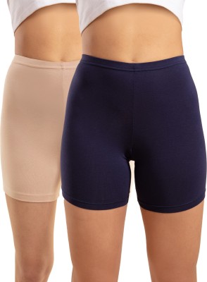 Nykd Solid Women Dark Blue, Beige Cycling Shorts