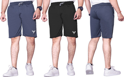 PTELRA Printed Men Black, Dark Grey Basic Shorts