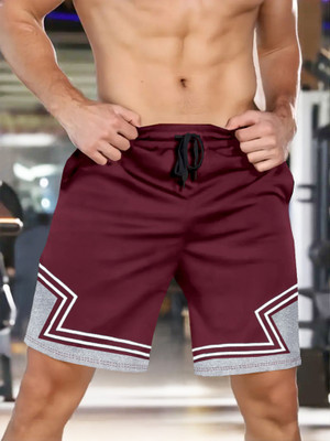 TRIPR Printed Men Maroon, Grey, White Regular Shorts