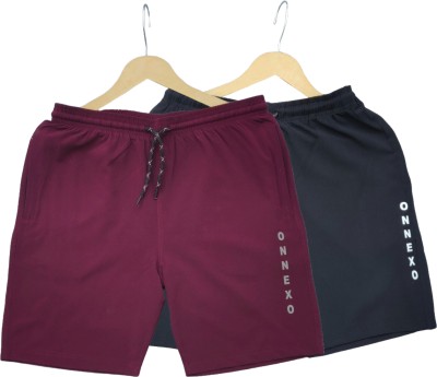 ONNEXO Solid Men Maroon, Black Regular Shorts, Gym Shorts, Sports Shorts, Running Shorts