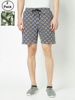 TT Printed Men Blue, Green Bermuda Shorts