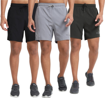 MANAAC Solid Men Multicolor Basic Shorts