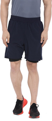CHKOKKO Solid Men Dark Blue Running Shorts