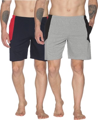 Dollar Color Block Men Black, Grey Regular Shorts