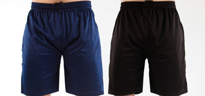 Hyiskyer Solid Men Black, Blue Sports Shorts