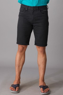 ROOKIES Solid Men Reversible Black Denim Shorts