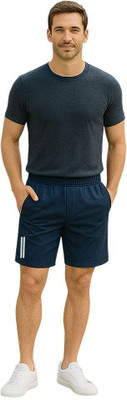 Fabc Solid, Striped Men Black Sports Shorts