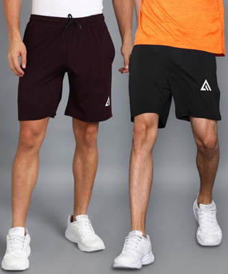 Adrenex Solid Men Grey Basic Shorts
