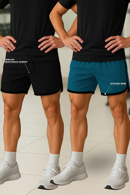 Culish Trend Printed Men Black Sports Shorts