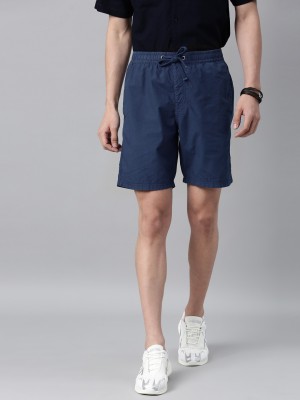 BREAKBOUNCE Solid Men Dark Blue Regular Shorts