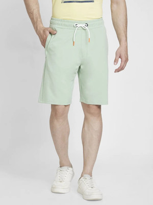 Spykar Solid Men Green Basic Shorts