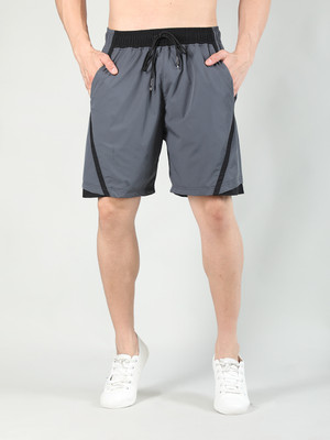 CHKOKKO Solid Men Dark Grey Basic Shorts