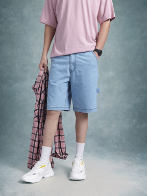 Roadster Solid Men Blue Denim Shorts