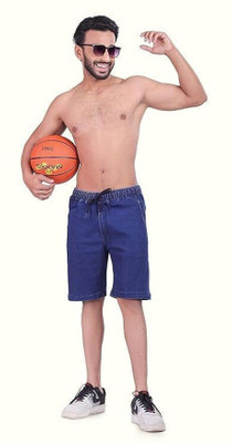 24 Street Solid Men Blue Casual Shorts