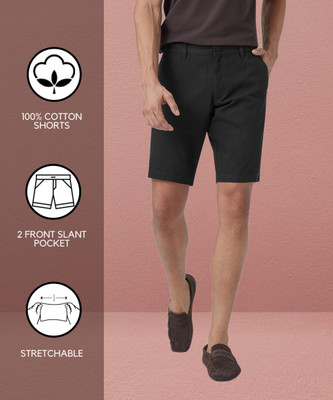 SYLZON Solid Men Black Chino Shorts