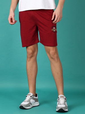 V-MART Printed Men Maroon Regular Shorts