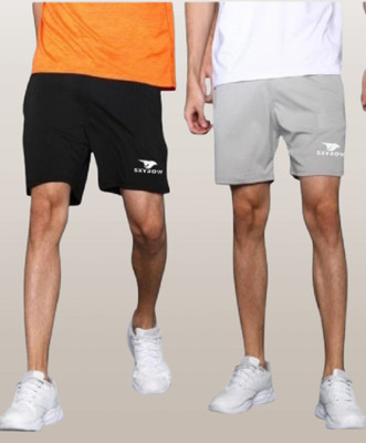 skyrow Graphic Print Men Black, Grey Regular Shorts