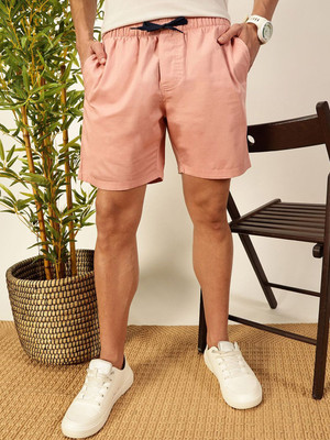 Mast & Harbour Solid Men Pink Regular Shorts