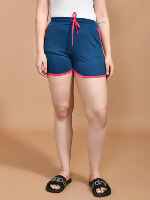 SKYKNIT Color Block Women Blue Hotpants