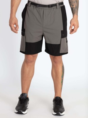 Status Quo Self Design Men Grey Sports Shorts