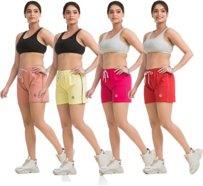 STYLE AK Solid Women Beige, Yellow, Pink, Red Regular Shorts