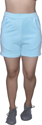 Leean Patterns Solid Women Blue Casual Shorts