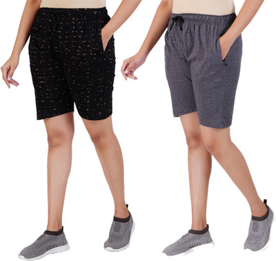 FEEL TRACK Printed Men Black, Grey Regular Shorts