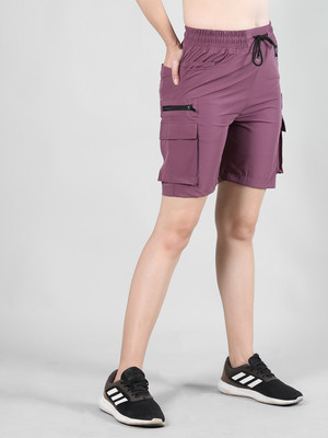 Roadster Solid Women Purple Sports Shorts