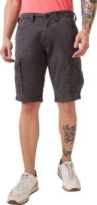 Spykar Solid Men Grey Basic Shorts