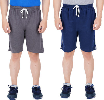 Guide Solid Men Grey, Blue Regular Shorts
