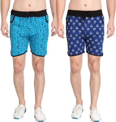 DIAZ Printed Men Light Blue, Blue Sports Shorts