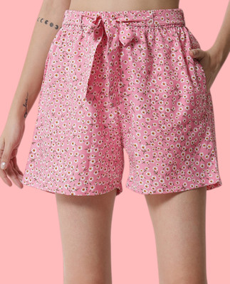 Shonisha Printed Women Pink Regular Shorts