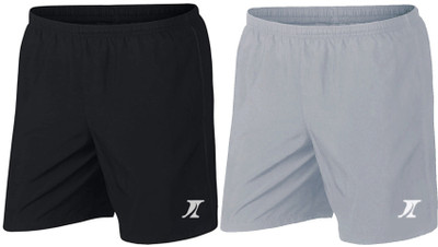 INDICLUB Solid Men Black, Grey Sports Shorts