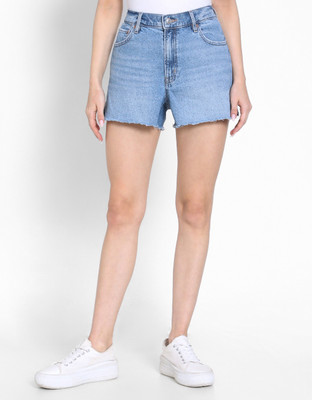 American Eagle Solid Women Blue Casual Shorts