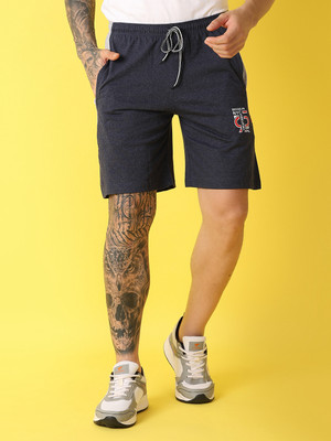 V-MART Solid Men Dark Blue Regular Shorts