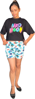 Smile IN LIFE Printed Women Blue Basic Shorts