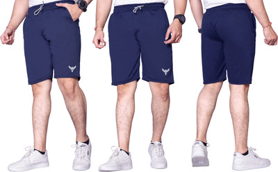PTELRA Solid Men Blue Basic Shorts