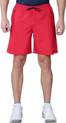 NIVIA Solid Men Red Sports Shorts