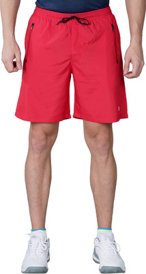 NIVIA Solid Men Red Sports Shorts