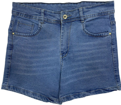 DENIM CONCEPT Self Design Women Denim Blue Denim Shorts
