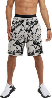 HOTFITS Graphic Print Men Grey Basic Shorts