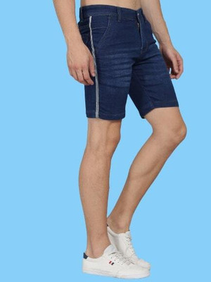 Yap Dyed/Washed Men Denim Dark Blue Denim Shorts