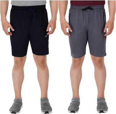 FEEL TRACK Solid Men Dark Blue, Grey Bermuda Shorts